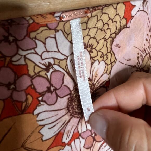 Free People Womens Under Wraps Floral Faux Wrap Mini Dress Balloon Sleeve Size 6 - Picture 3 of 6